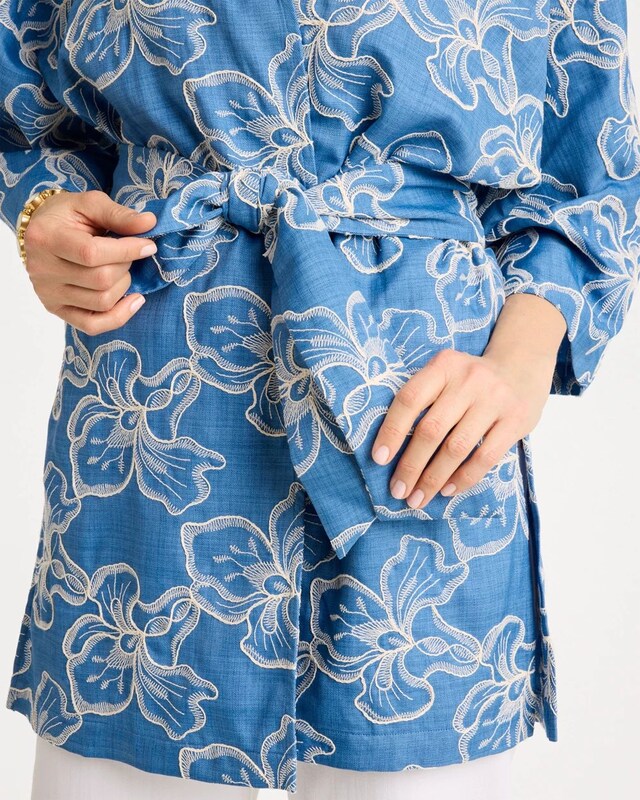 Woven Embroidered Belted Kimono - image 4